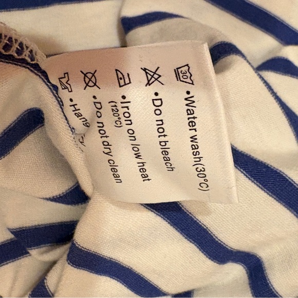 Moyabo Georgette Long Sleeve Blouse NEW Women 2X White Blue Stripe Tunic Gift - Picture 11 of 13